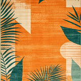 Ultra Soft Area Rug, Non Slip, Stain Resistant, Washable Area Rugs for Living Room, Bedroom, Contemporary Colorful Linear Elements(Orange)