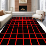 Ultra Soft Area Rug, Non Slip, Stain Resistant, Washable Area Rugs for Living Room, Bedroom, Contemporary Black and White Design(Red)