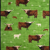 Charming Highland Cow Illustration(Green)