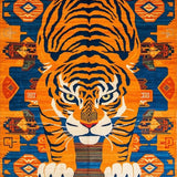Ultra Soft Area Rug, Non Slip, Stain Resistant, Washable Area Rugs for Living Room, Bedroom, Artistic Vibrant Colorful Tiger Design(Orange)