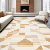 Geometric Abstract Shaped Beige Cream Non Shedding Pet Friendly Area(Beige)