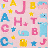Ultra Soft Area Rug, Non Slip, Stain Resistant, Washable Area Rugs for Living Room, Bedroom, Colorful Alphabetic Animal Illustration(Pink)