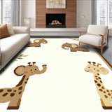 Ultra Soft Area Rug, Non Slip, Stain Resistant, Washable Area Rugs for Living Room, Bedroom, Charming Elephant Giraffe Motif(Brown)