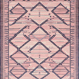 Ultra Soft Area Rug, Non Slip, Stain Resistant, Washable Area Rugs for Living Room, Bedroom, Sophisticated Navy Tiled Arrangement(Pink)