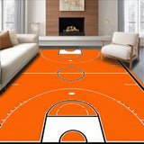 Ultra Soft Area Rug, Non Slip, Stain Resistant, Washable Area Rugs for Living Room, Bedroom, Energetic Round Sports Theme Decor(Orange)