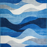 Ultra Soft Area Rug, Non Slip, Stain Resistant, Washable Area Rugs for Living Room, Bedroom, Dynamic Blue Grey Geometric Fusion(Blue)