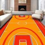 Ultra Soft Area Rug, Non Slip, Stain Resistant, Washable Area Rugs for Living Room, Bedroom, Contemporary Sports Motif Rug(Orange)