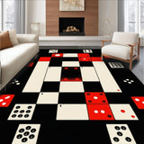 Ultra Soft Area Rug, Non Slip, Stain Resistant, Washable Area Rugs for Living Room, Bedroom, Whimsical Black and White Pattern(Red)