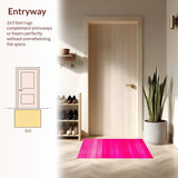 Ultra Soft Area Rug, Non Slip, Stain Resistant, Washable Area Rugs for Living Room, Bedroom, Energetic Modern Layered Design(Pink)