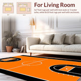 Ultra Soft Area Rug, Non Slip, Stain Resistant, Washable Area Rugs for Living Room, Bedroom, Artistic Circular Athletic Vibe(Orange)