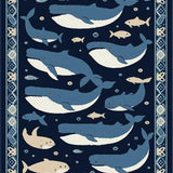 Ultra Soft Area Rug, Non Slip, Stain Resistant, Washable Area Rugs for Living Room, Bedroom, Rustic Marine Whimsical Pattern(Blue)