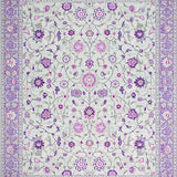 Ultra Soft Area Rug, Non Slip, Stain Resistant, Washable Area Rugs for Living Room, Bedroom, Chic Geometric Lavender Accents(Ivory)