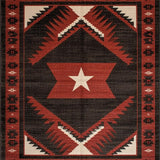 Ultra Soft Area Rug, Non Slip, Stain Resistant, Washable Area Rugs for Living Room, Bedroom, Primitive Dark Toned Geometric(Red)