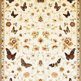 Ultra Soft Area Rug, Non Slip, Stain Resistant, Washable Area Rugs for Living Room, Bedroom, Beige Insect Moth Butterfly Floral Area(Ivory)