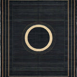 Ultra Soft Area Rug, Non Slip, Stain Resistant, Washable Area Rugs for Living Room, Bedroom, Trendy Circular Artful Pattern(Black)