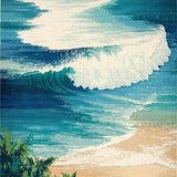 Ultra Soft Area Rug, Non Slip, Stain Resistant, Washable Area Rugs for Living Room, Bedroom, Coastal Surfboard Themed Area Rug Non Slip Tropical Ocean Wave Design(Blue)