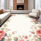 Ultra Soft Area Rug, Non Slip, Stain Resistant, Washable Area Rugs for Living Room, Bedroom, Bright Cheerful Petal Display(Beige)