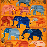 Ultra Soft Area Rug, Non Slip, Stain Resistant, Washable Area Rugs for Living Room, Bedroom, Dynamic Elephant Illustration Charm(Orange)