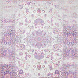 Ultra Soft Area Rug, Non Slip, Stain Resistant, Washable Area Rugs for Living Room, Bedroom, Delicate Ogee Pattern in Lavender(White)