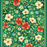 Ultra Soft Area Rug, Non Slip, Stain Resistant, Washable Area Rugs for Living Room, Bedroom, Serene Organic Floral Tapestry(Green)