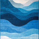 Ultra Soft Area Rug, Non Slip, Stain Resistant, Washable Area Rugs for Living Room, Bedroom, Serene Gradient Wave Motif(Blue)