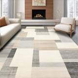 Ultra Soft Area Rug, Non Slip, Stain Resistant, Washable Area Rugs for Living Room, Bedroom, Contemporary Geometric Area Beige Grey Intersecting Shapes(Beige)