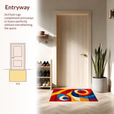 Ultra Soft Area Rug, Non Slip, Stain Resistant, Washable Area Rugs for Living Room, Bedroom, Dynamic Multicolored Swirl Aesthetic(Red)