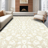 Ultra Soft Area Rug, Non Slip, Stain Resistant, Washable Area Rugs for Living Room, Bedroom, Serene Circular Plush Retreat(Beige)