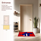 Ultra Soft Area Rug, Non Slip, Stain Resistant, Washable Area Rugs for Living Room, Bedroom, Vibrant Cultural Outline Motif(Red)