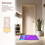 Ultra Soft Area Rug, Non Slip, Stain Resistant, Washable Area Rugs for Living Room, Bedroom, Bright Geometric Patterned Delight(Purple)