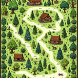 Playful Retro Forest Map Design(Green)