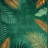 Ultra Soft Area Rug, Non Slip, Stain Resistant, Washable Area Rugs for Living Room, Bedroom, Exotic Palm Motif Elegance(Green)