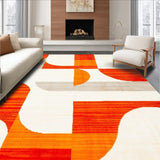 Ultra Soft Area Rug, Non Slip, Stain Resistant, Washable Area Rugs for Living Room, Bedroom, Transitional Soft Tone Geometry(Orange)