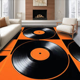Ultra Soft Area Rug, Non Slip, Stain Resistant, Washable Area Rugs for Living Room, Bedroom, Artistic Semi-Circle Record Design(Black)