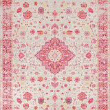 Ultra Soft Area Rug, Non Slip, Stain Resistant, Washable Area Rugs for Living Room, Bedroom, Rustic Vintage Medallion Charm(Pink)