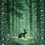 Ultra Soft Area Rug, Non Slip, Stain Resistant, Washable Area Rugs for Living Room, Bedroom, Rustic Forest Animal Motif(Green)