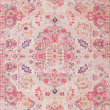 Ultra Soft Area Rug, Non Slip, Stain Resistant, Washable Area Rugs for Living Room, Bedroom, Rustic Textured Damask Style(Pink)