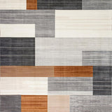 Ultra Soft Area Rug, Non Slip, Stain Resistant, Washable Area Rugs for Living Room, Bedroom, Chic Neutral Toned Geometric Motif(Gray)