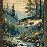 Ultra Soft Area Rug, Non Slip, Stain Resistant, Washable Area Rugs for Living Room, Bedroom, Vibrant Wildlife Scene with Bass(Brown)