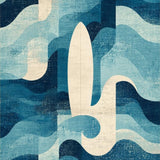 Ultra Soft Area Rug, Non Slip, Stain Resistant, Washable Area Rugs for Living Room, Bedroom, Surfboard Silhouette Rug with Oceanic Motifs and Contrasting Stripes(Blue)