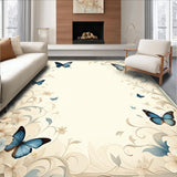 Ultra Soft Area Rug, Non Slip, Stain Resistant, Washable Area Rugs for Living Room, Bedroom, Graceful Butterfly Floral Ultra Accent Design(Beige)