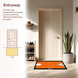 Ultra Soft Area Rug, Non Slip, Stain Resistant, Washable Area Rugs for Living Room, Bedroom, Lively Graphic Sports Circle(Orange)