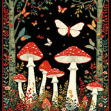 Ultra Soft Area Rug, Non Slip, Stain Resistant, Washable Area Rugs for Living Room, Bedroom, Autumn-Inspired Mushroom Motif(Red)