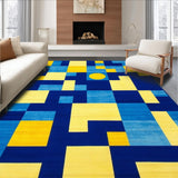 Ultra Soft Area Rug, Non Slip, Stain Resistant, Washable Area Rugs for Living Room, Bedroom, Youthful Creative Circular Composition(Blue)