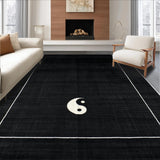 Ultra Soft Area Rug, Non Slip, Stain Resistant, Washable Area Rugs for Living Room, Bedroom, Elegant Monochrome Yin Yang Aesthetic(Black)