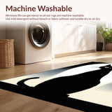 Ultra Soft Area Rug, Non Slip, Stain Resistant, Washable Area Rugs for Living Room, Bedroom, Quirky Black Cat Graphic Elegance(Black)