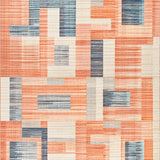 Ultra Soft Area Rug, Non Slip, Stain Resistant, Washable Area Rugs for Living Room, Bedroom, Bloom Washable Non-Slip Carpet - Vibrant Peach Blue Design(Orange)