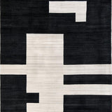 Ultra Soft Area Rug, Non Slip, Stain Resistant, Washable Area Rugs for Living Room, Bedroom, Bold Black Ivory Abstract Print(Black)