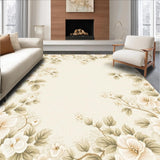 Ultra Soft Area Rug, Non Slip, Stain Resistant, Washable Area Rugs for Living Room, Bedroom, Chic Beige Area Featuring Lush Floral Design Elements(Beige)