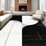 Ultra Soft Area Rug, Non Slip, Stain Resistant, Washable Area Rugs for Living Room, Bedroom, Partial Abstract Line Composition with Intersecting Arc Segments(Black)